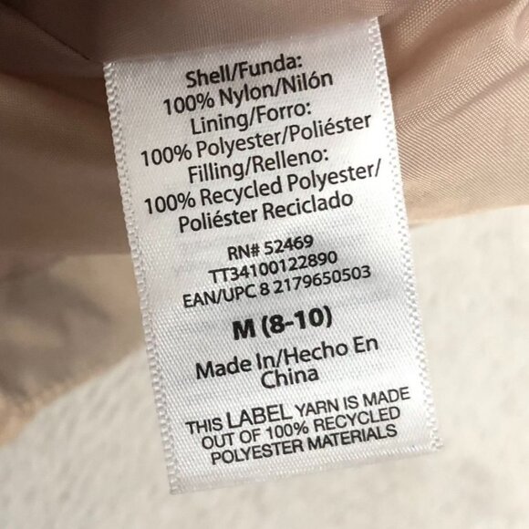 Time & Tru Women's Puffer Jacket Medium (8-10) Quilted Beige Full Zip Winter - Picture 6 of 9